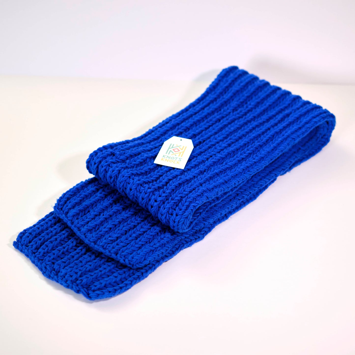 Royal Blue Ribbed Knit Scarf - Chunky Winter Scarf for Women & Men