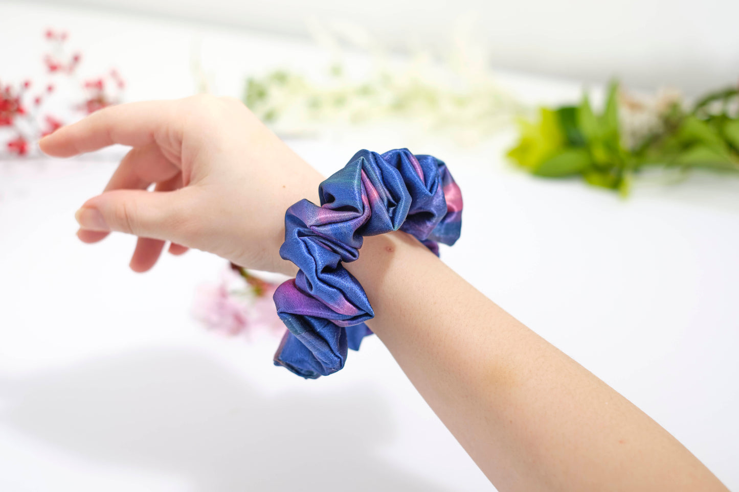 Iridescent Blue & Purple Scrunchie - Holographic Hair Tie