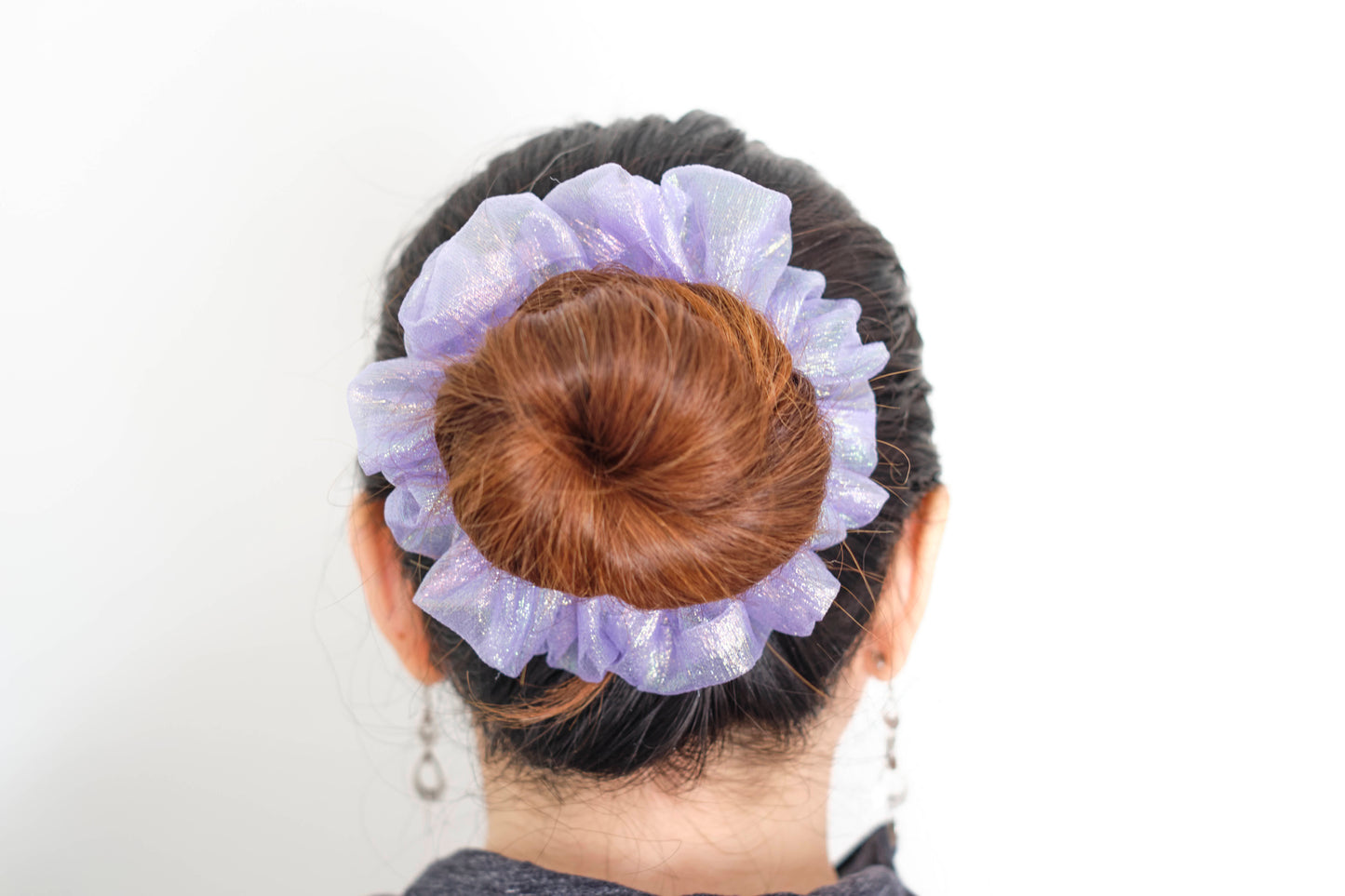 Lilac Organza Oversized Scrunchie - Sheer & Lightweight Hair Tie