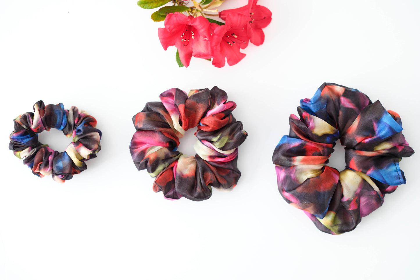 Vibrant Watercolor Scrunchie - Colorful Fabric Hair Tie