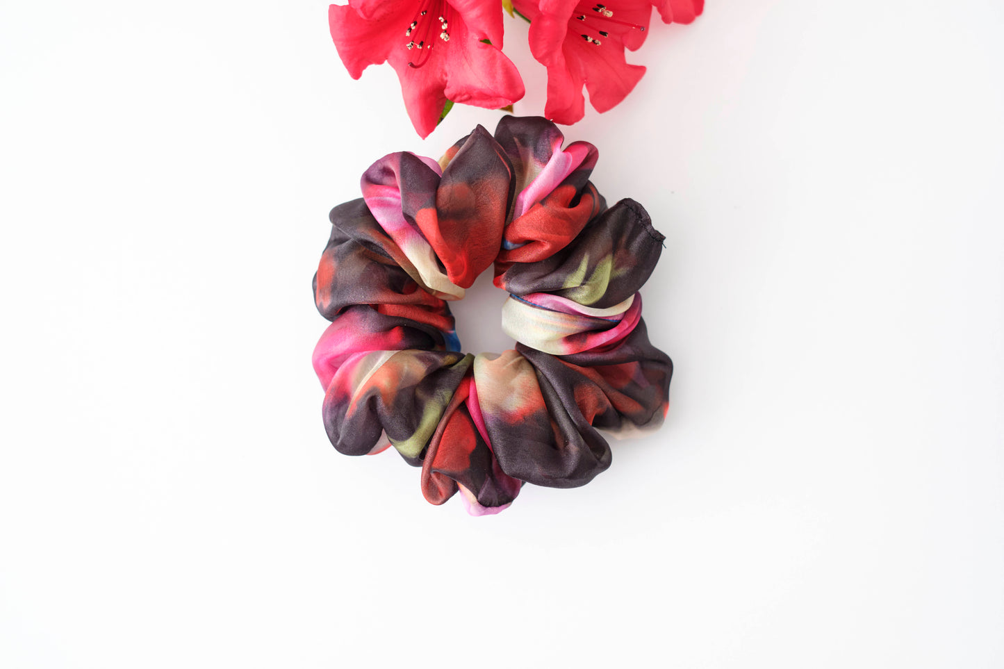 Vibrant Watercolor Scrunchie - Colorful Fabric Hair Tie