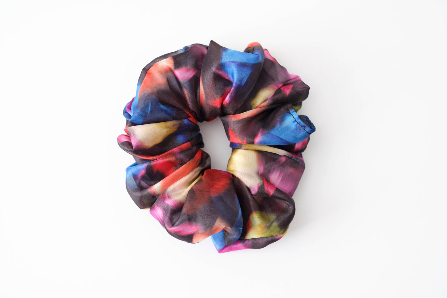 Vibrant Watercolor Scrunchie - Colorful Fabric Hair Tie