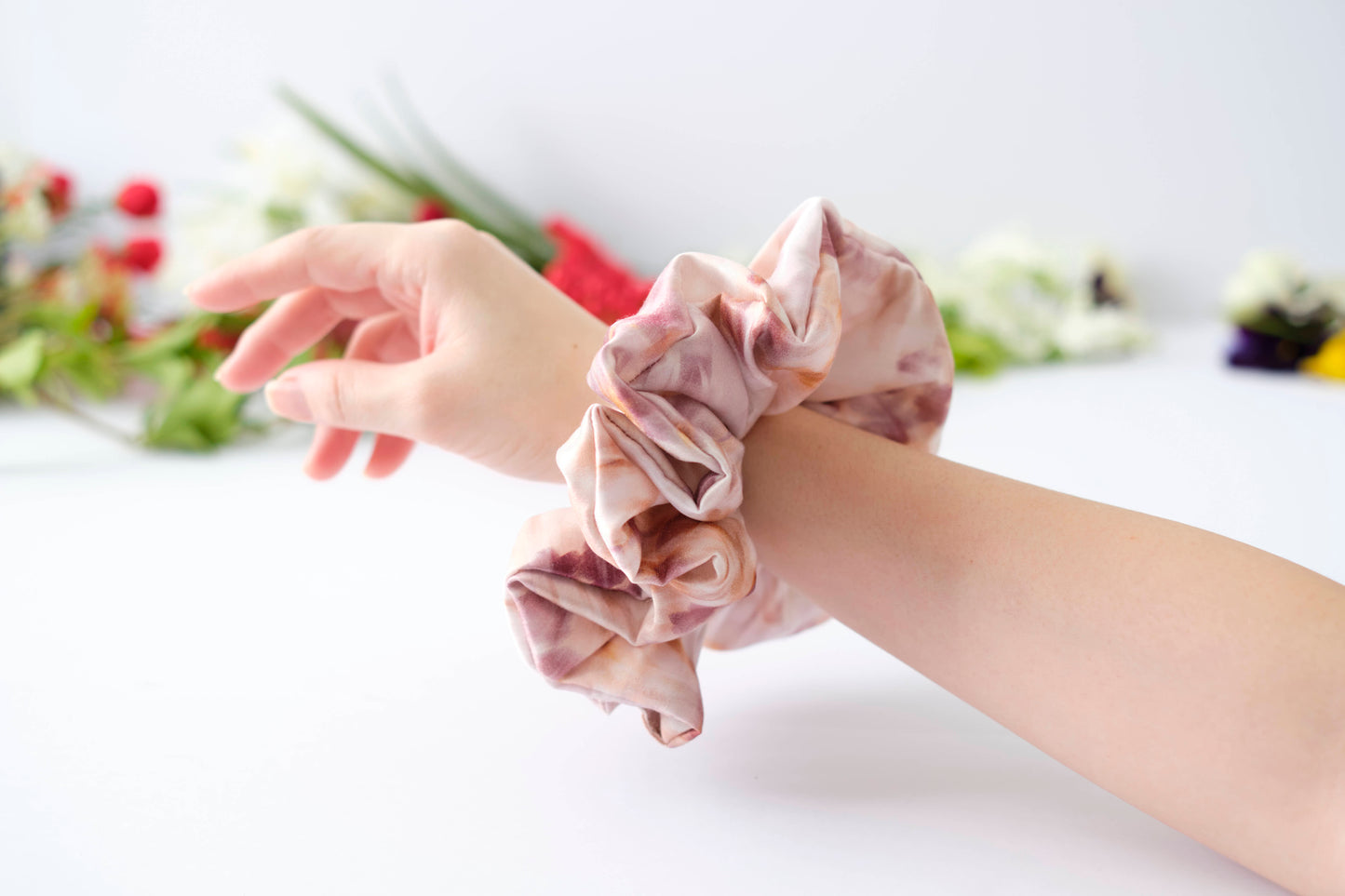 Flora Silk Scrunchie - Delicate Floral Hair Tie