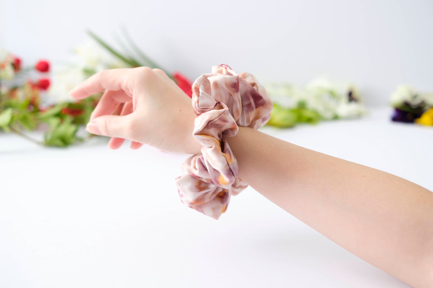 Flora Silk Scrunchie - Delicate Floral Hair Tie