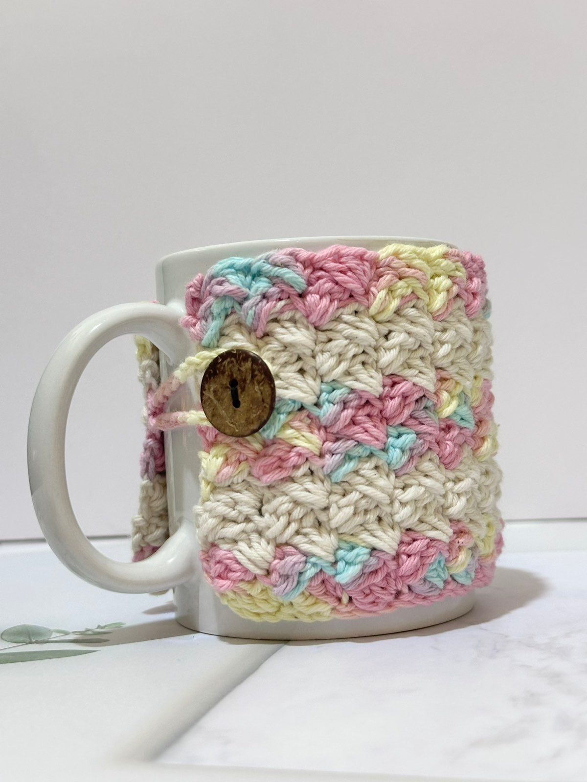 Striped Crochet Mug Cozy - Handmade Coffee Sleeve