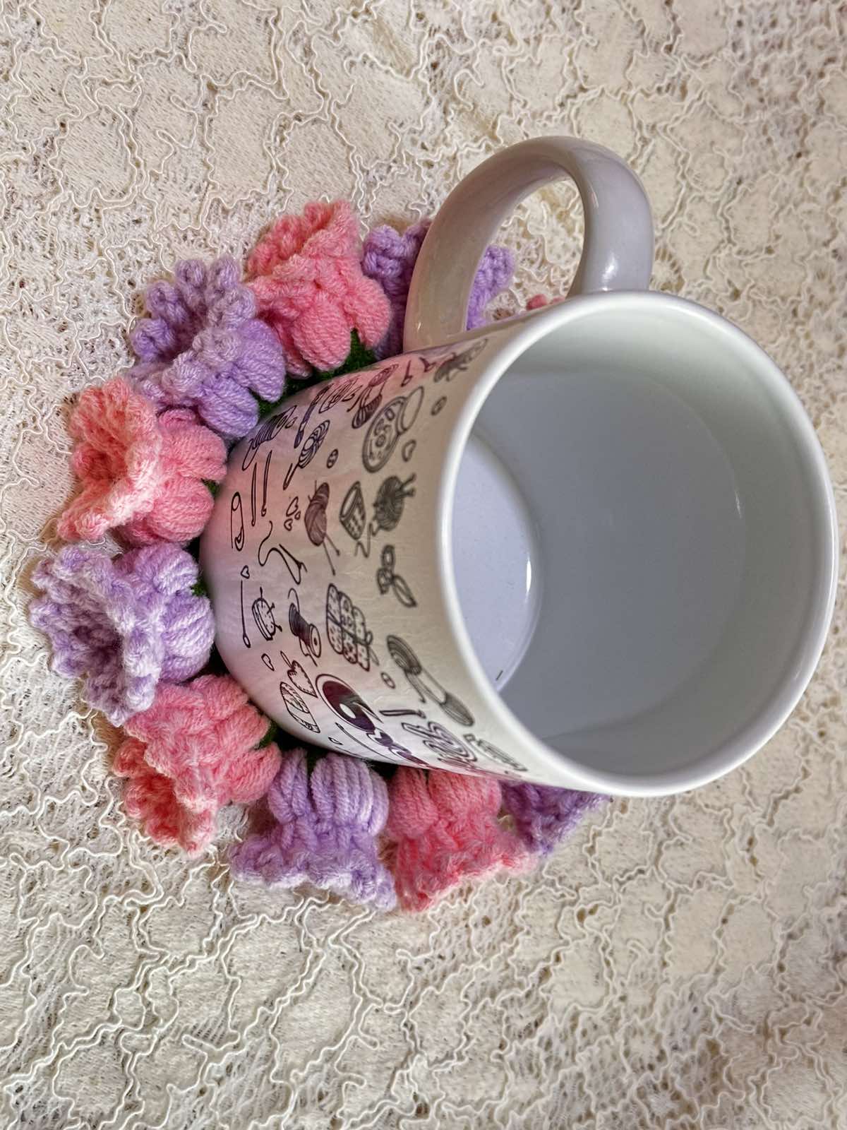 Crochet Flower Coaster Set - Handmade Colorful Drink Coasters