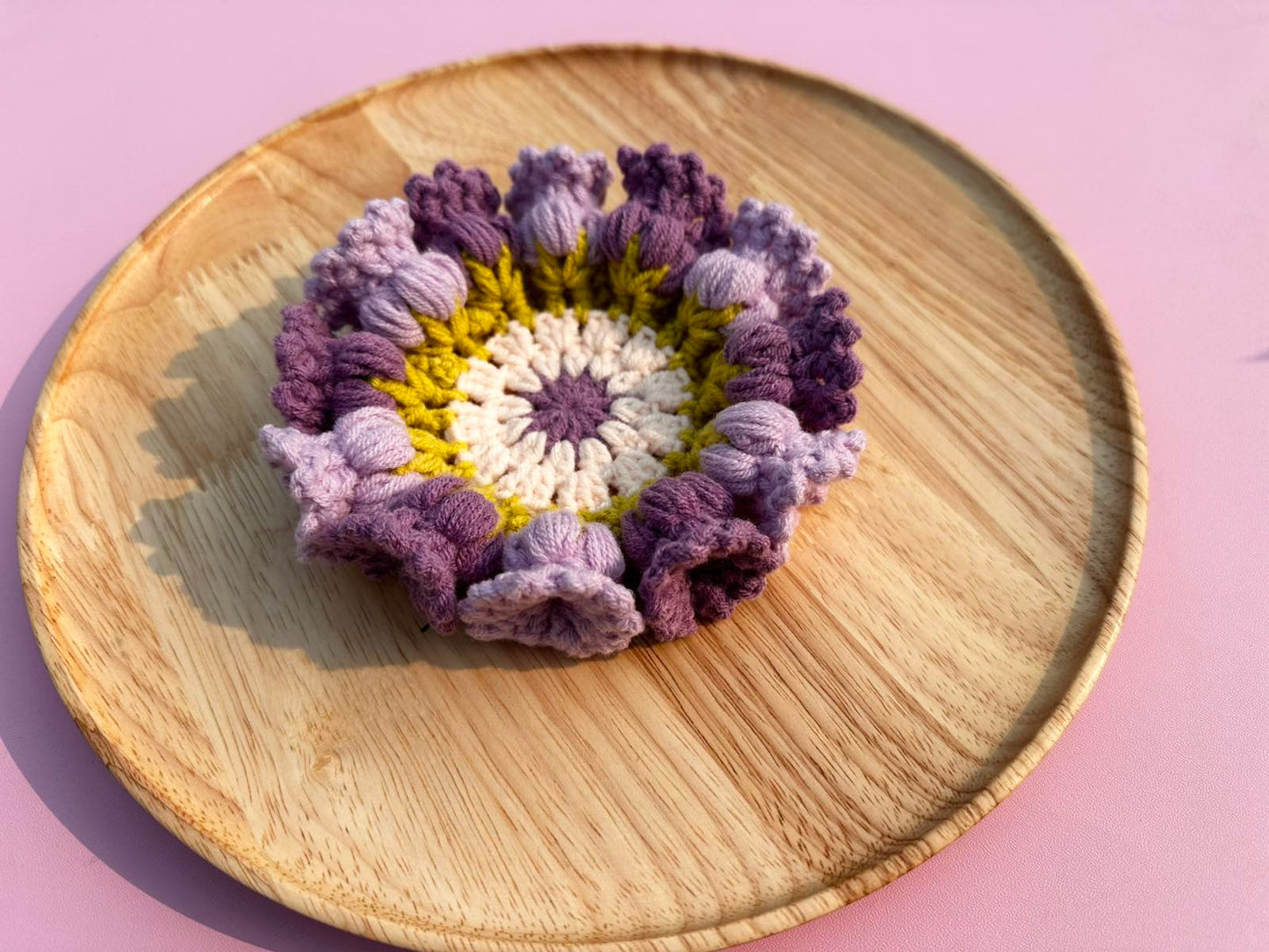 Crochet Flower Coaster Set - Handmade Colorful Drink Coasters