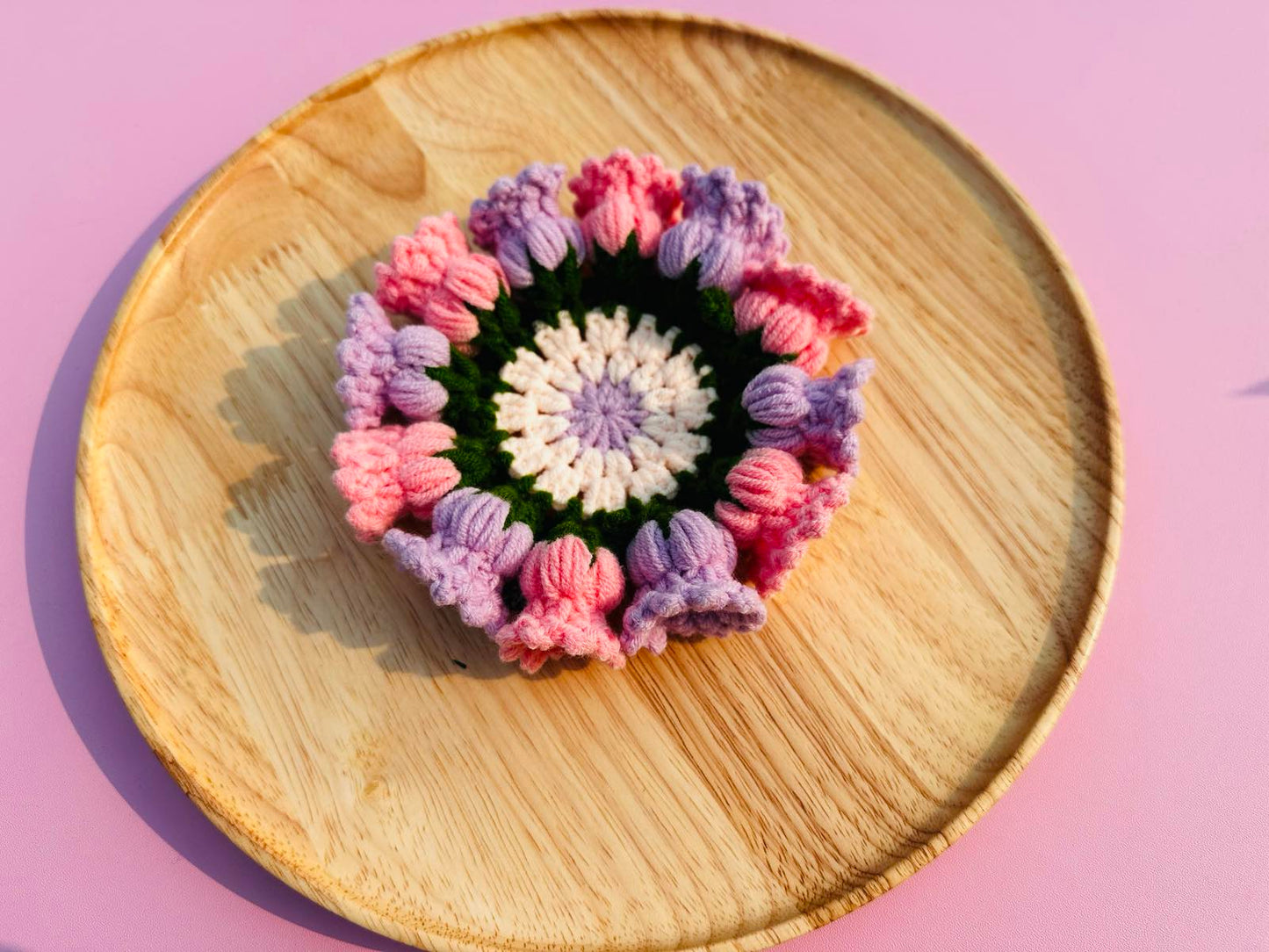Crochet Flower Coaster Set - Handmade Colorful Drink Coasters
