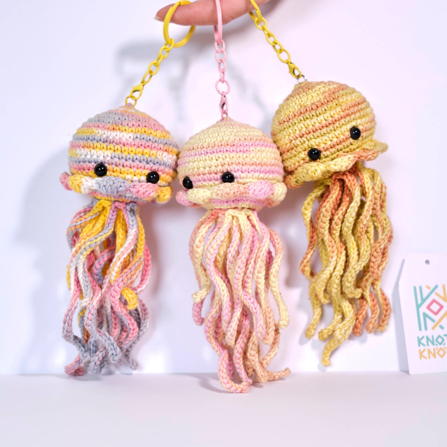Mini Crochet Jellyfish Keychain - Cute Ocean Animal Keyring Charm