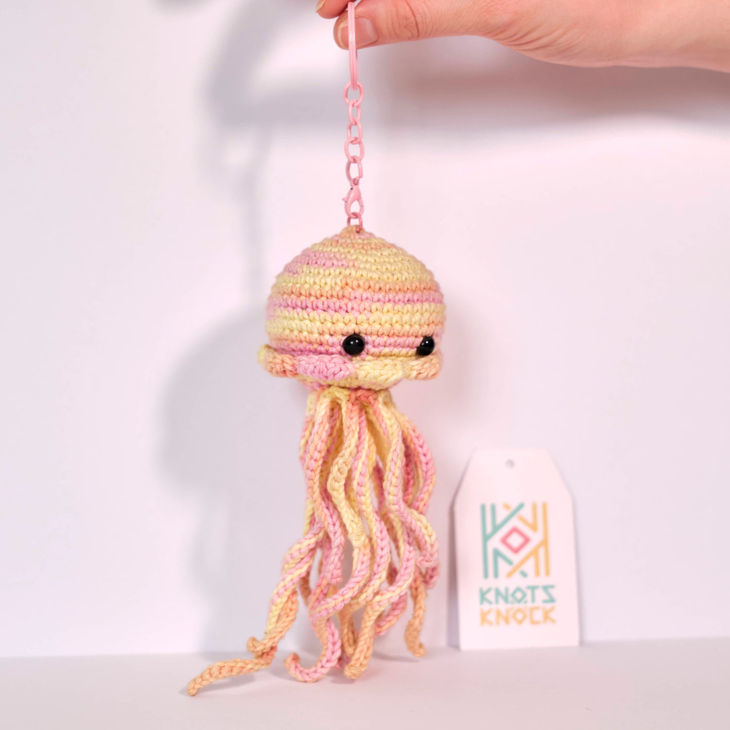 Mini Crochet Jellyfish Keychain - Cute Ocean Animal Keyring Charm