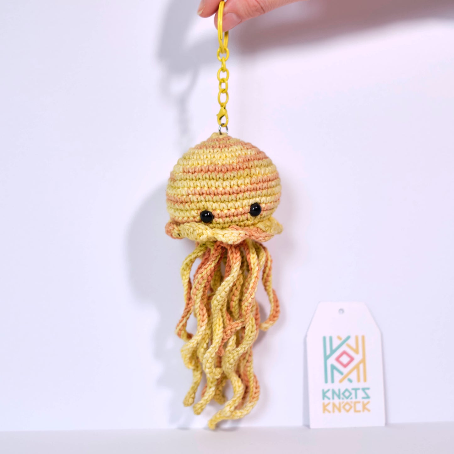Mini Crochet Jellyfish Keychain - Cute Ocean Animal Keyring Charm