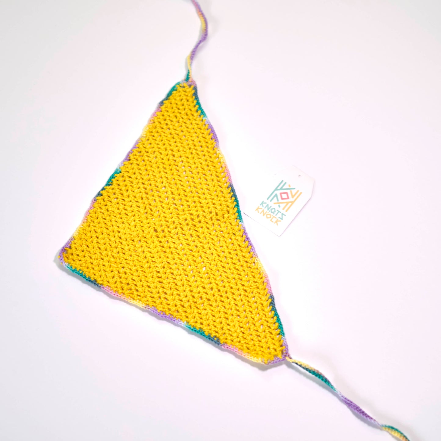 Black Granny Square Crochet Hair Bandana - Colorful Bohemian Head Scarf