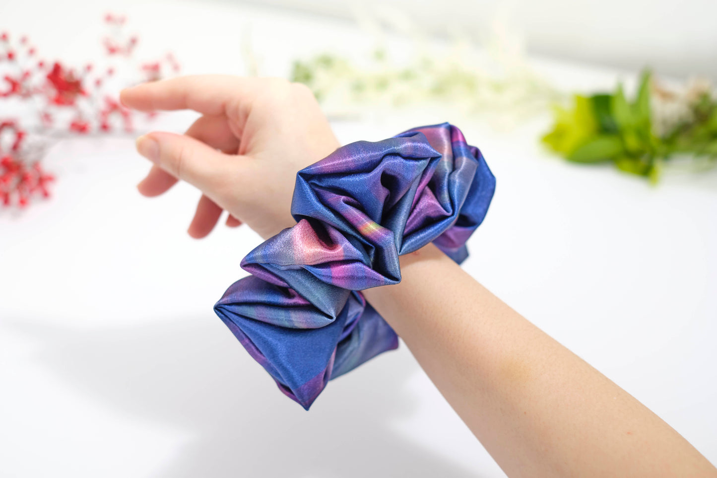 Iridescent Blue & Purple Scrunchie - Holographic Hair Tie