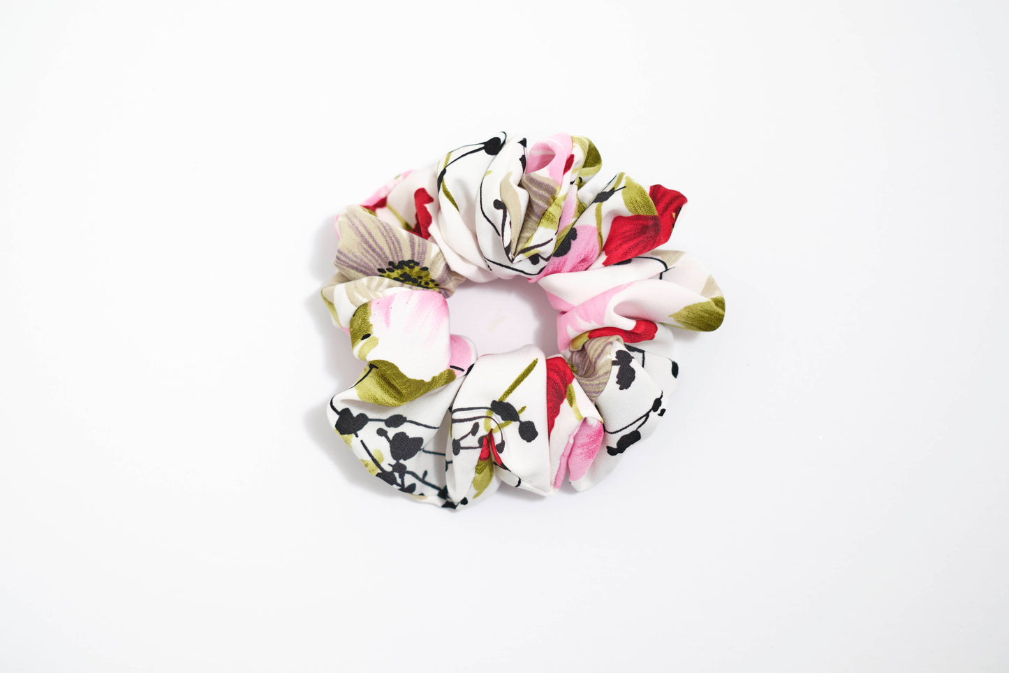 Delicate Floral Print Scrunchie - Soft Flower Hair Tie
