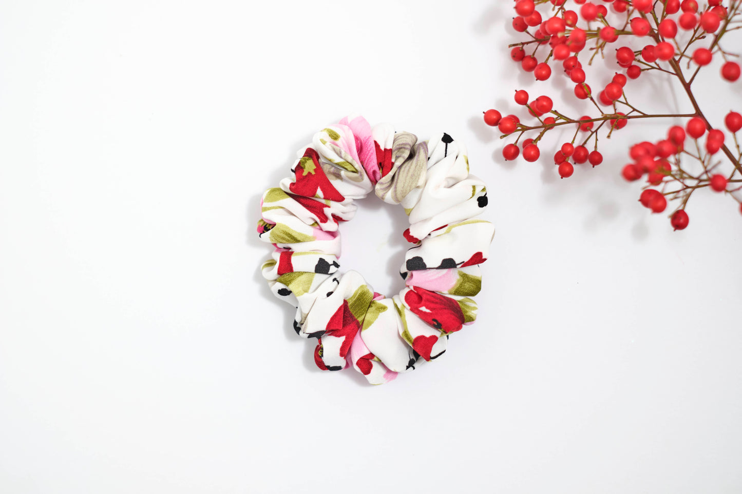 Delicate Floral Print Scrunchie - Soft Flower Hair Tie