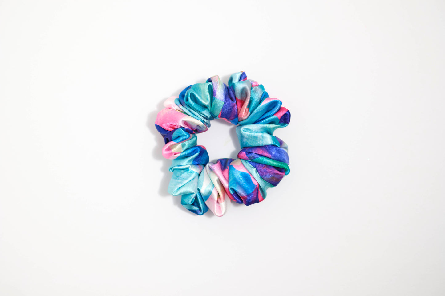 Abstract Watercolor Scrunchie - Colorful Satin Hair Tie