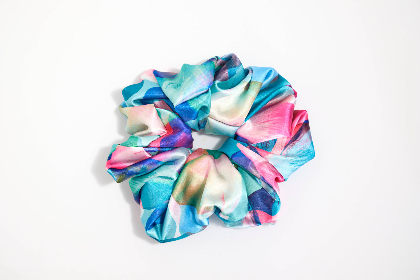Abstract Watercolor Scrunchie - Colorful Satin Hair Tie