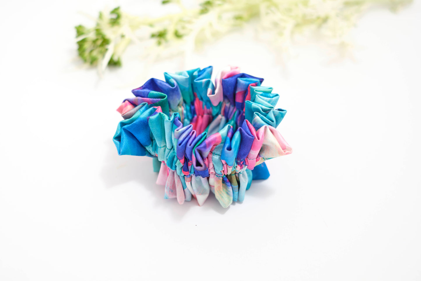 Abstract Watercolor Scrunchie - Colorful Satin Hair Tie