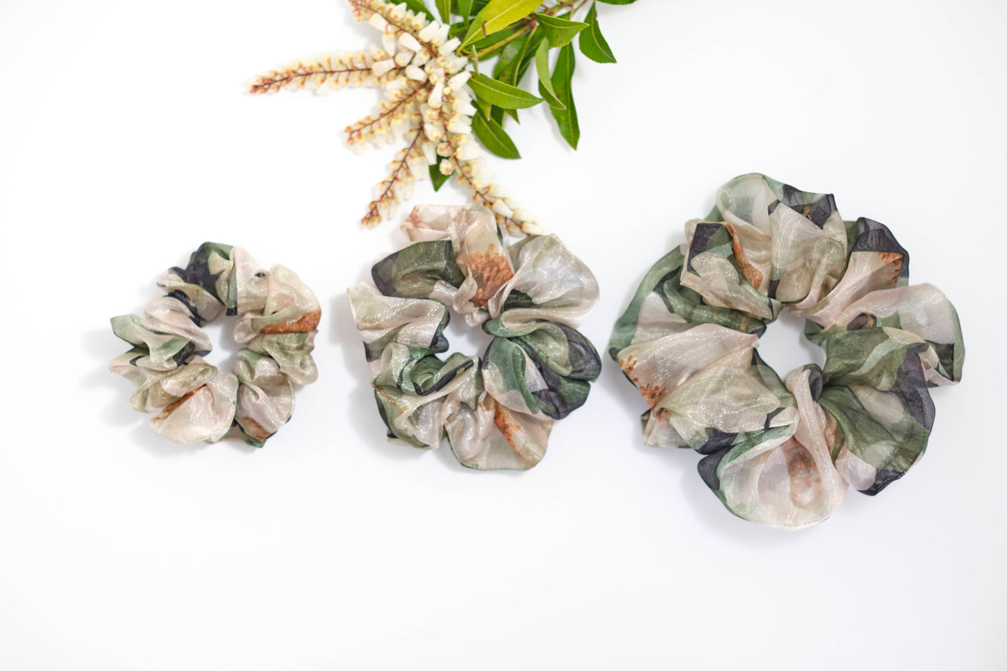 Neutral Abstract Print Scrunchie - Earthy Tones Hair Tie