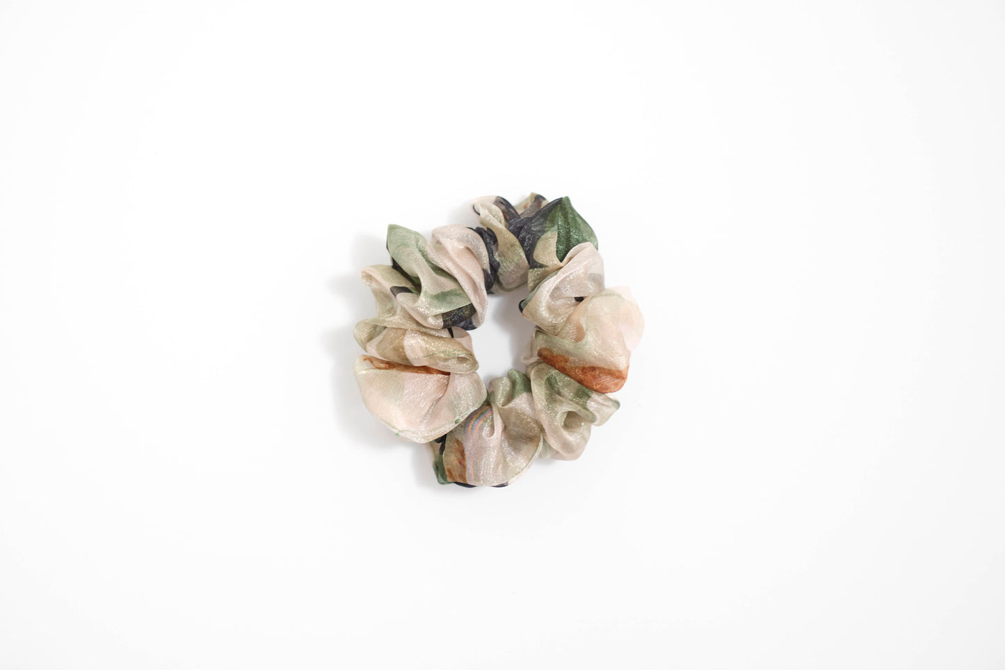 Neutral Abstract Print Scrunchie - Earthy Tones Hair Tie