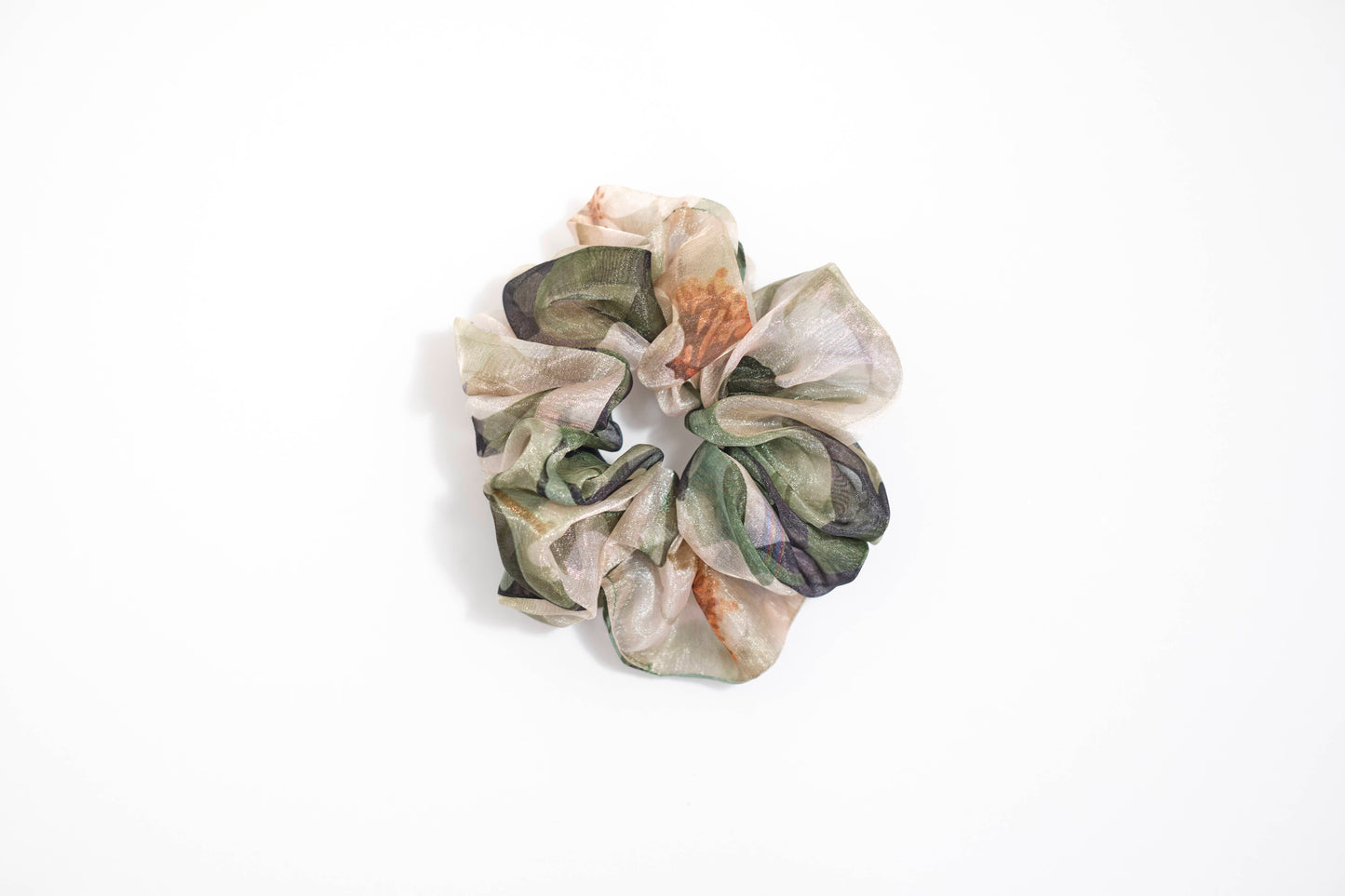 Neutral Abstract Print Scrunchie - Earthy Tones Hair Tie