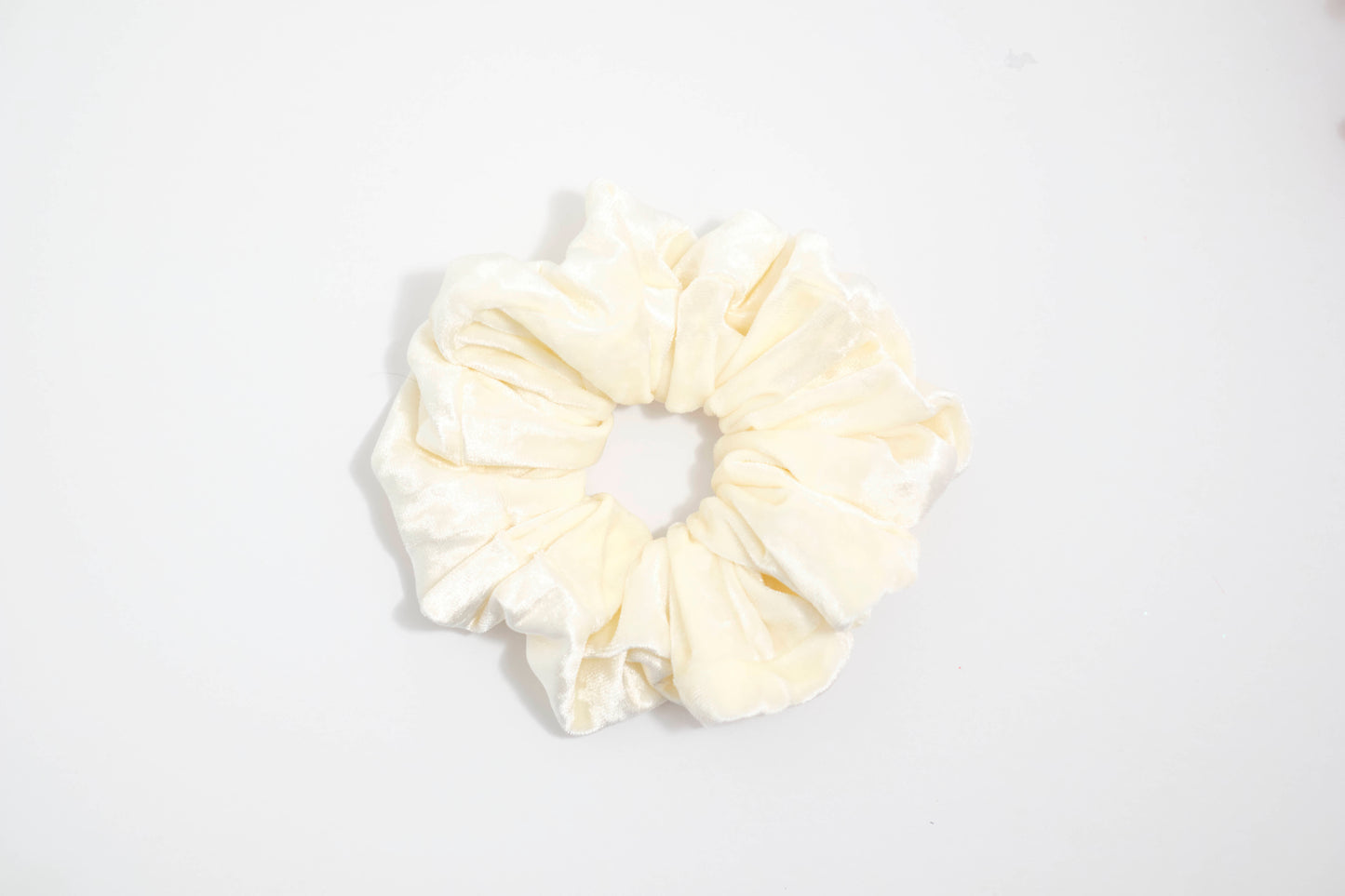 Ivory Velvet Scrunchie - Soft Plush Hair Tie