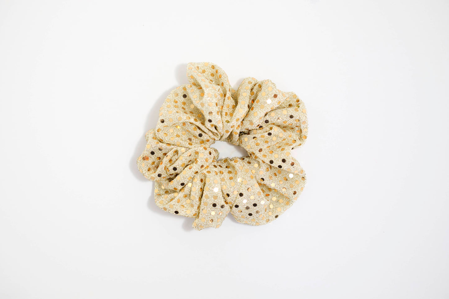 Champagne Scrunchie with Gold & Silver Sequins - Sparkly Hair Tie