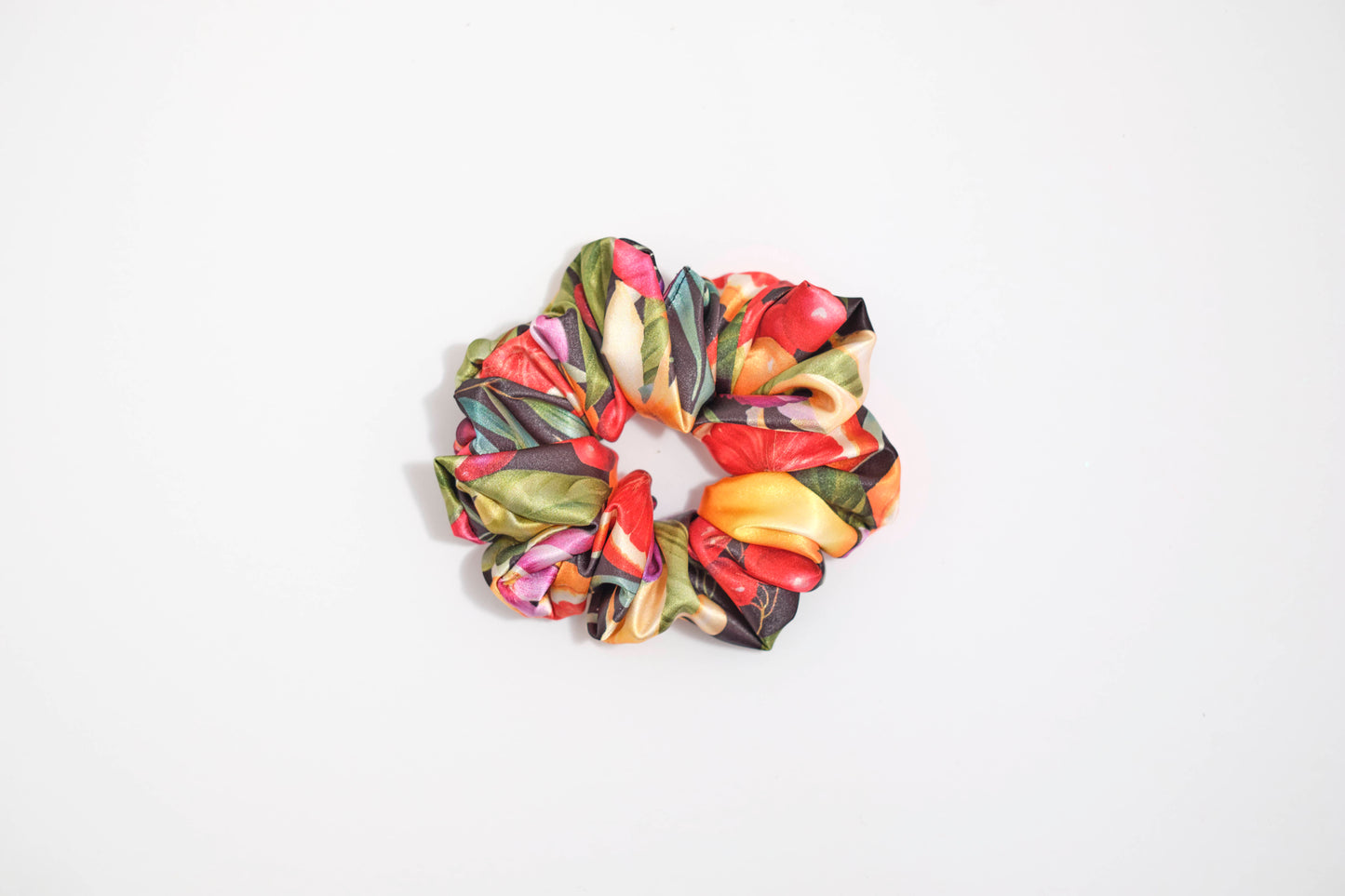 Vibrant Floral Print Scrunchie - Colorful Flower Hair Tie
