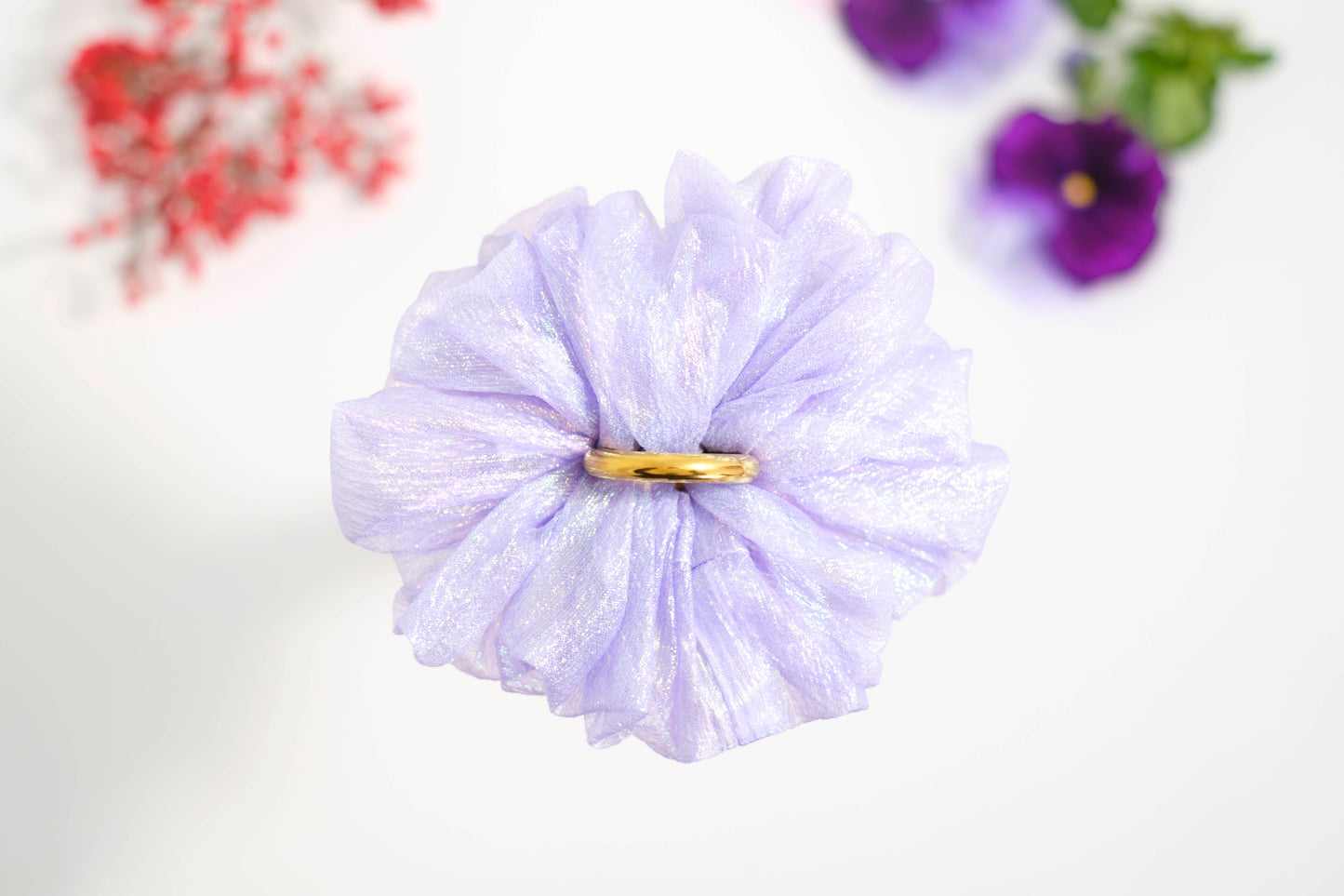 Lilac Organza Oversized Scrunchie - Sheer & Lightweight Hair Tie