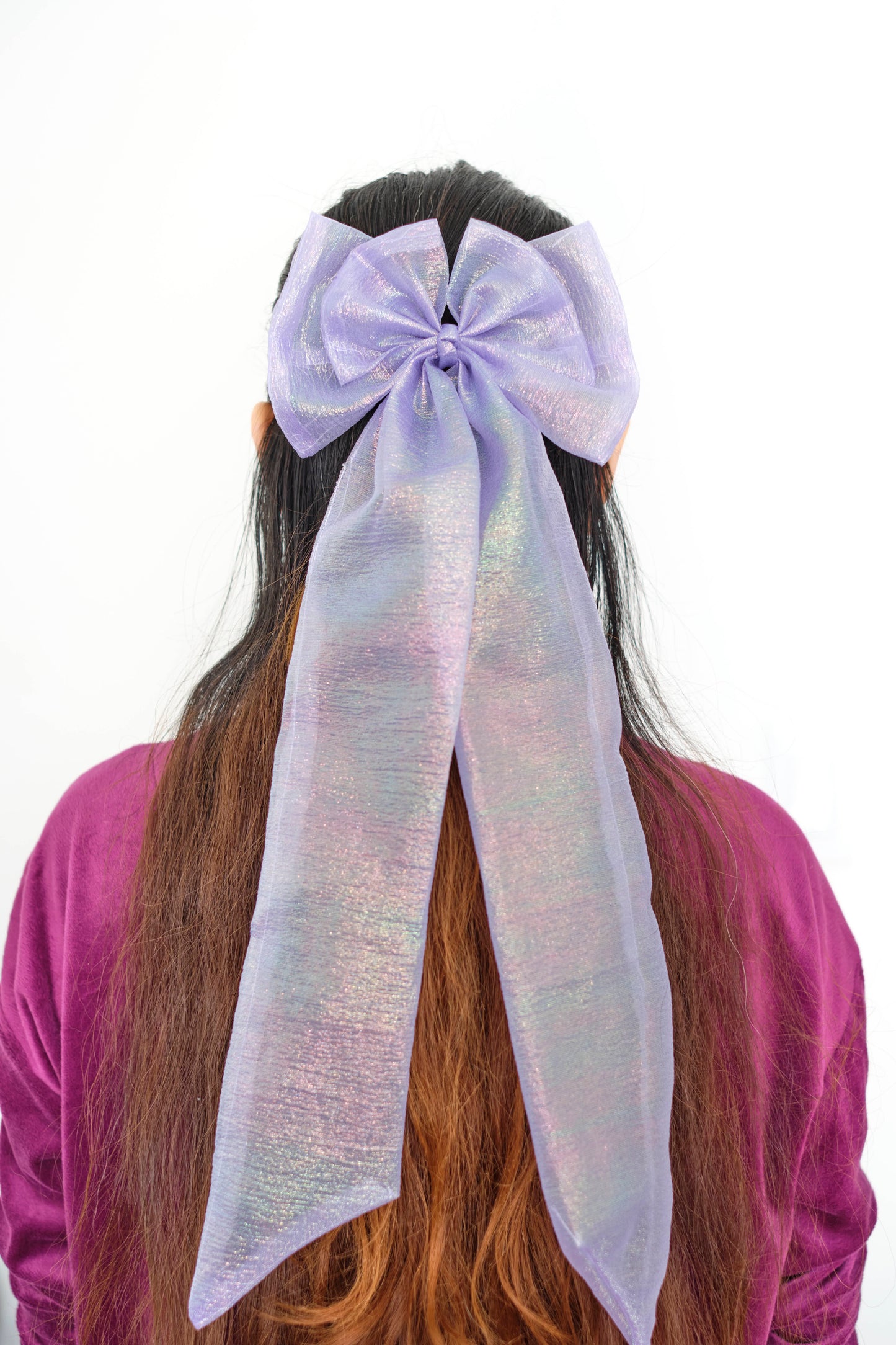 Lavender Chiffon Wired Hair Bow - Delicate Pastel Hair Accessory