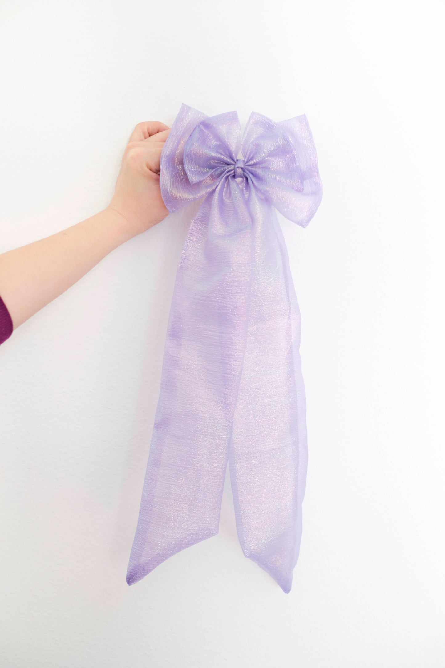 Lavender Chiffon Wired Hair Bow - Delicate Pastel Hair Accessory