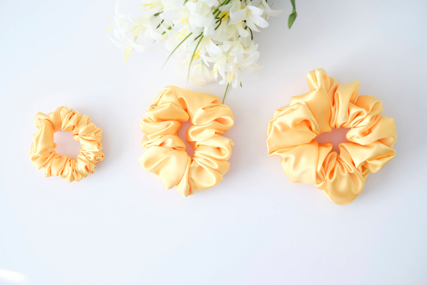 Yellow Satin Scrunchie - Soft & Shiny Hair Tie for Women