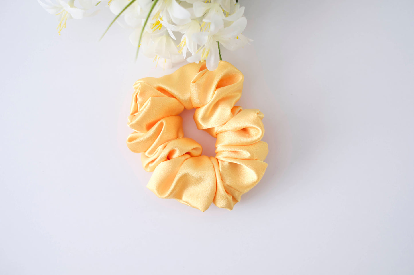 Yellow Satin Scrunchie - Soft & Shiny Hair Tie for Women