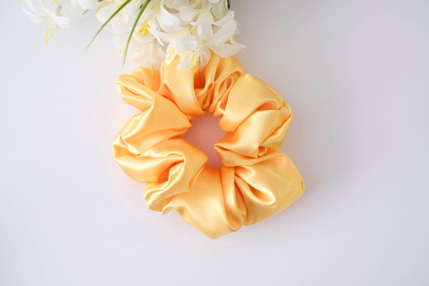 Yellow Satin Scrunchie - Soft & Shiny Hair Tie for Women