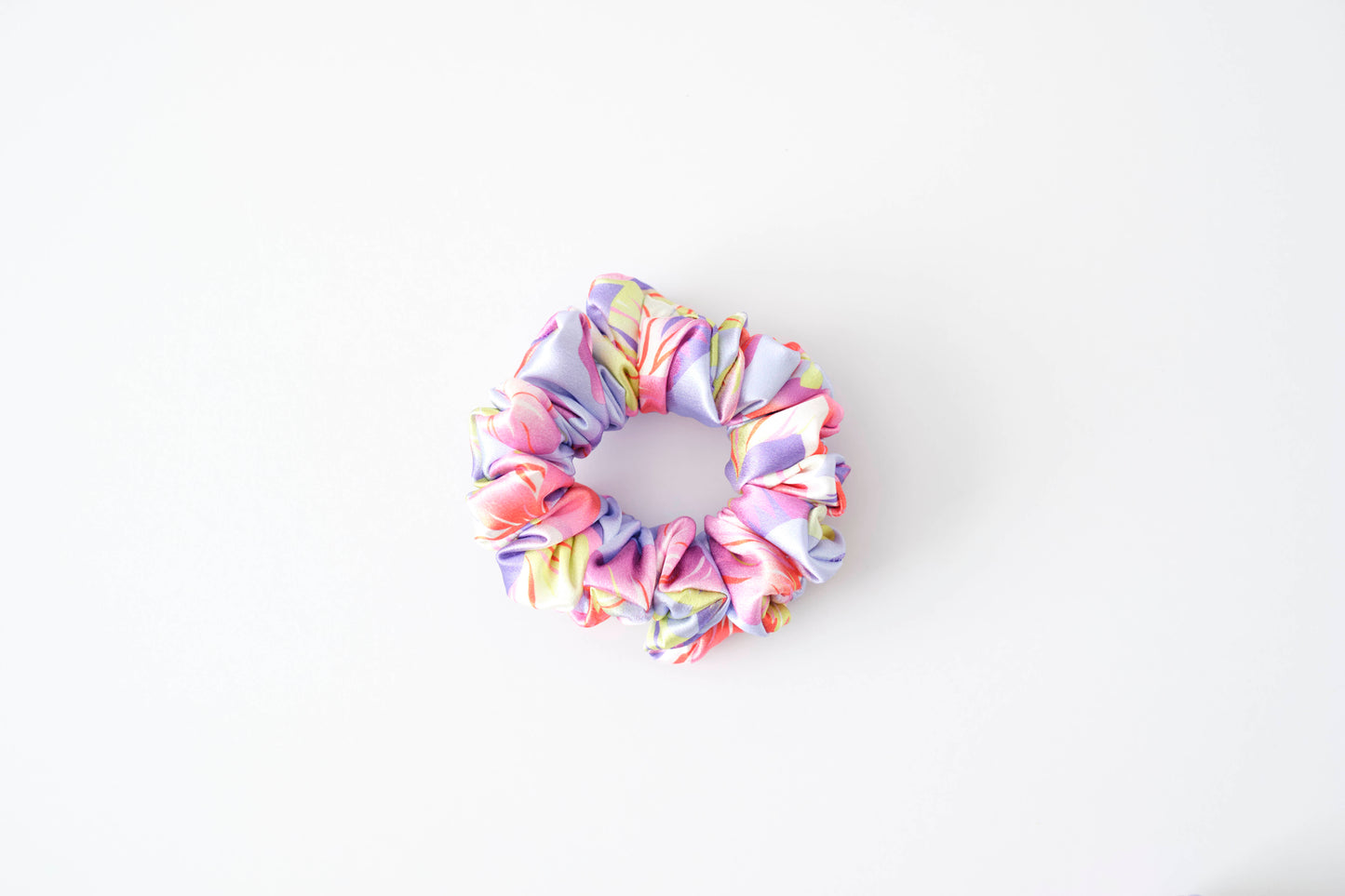 Pastel Floral Hair Scrunchie - Soft Fabric Tie