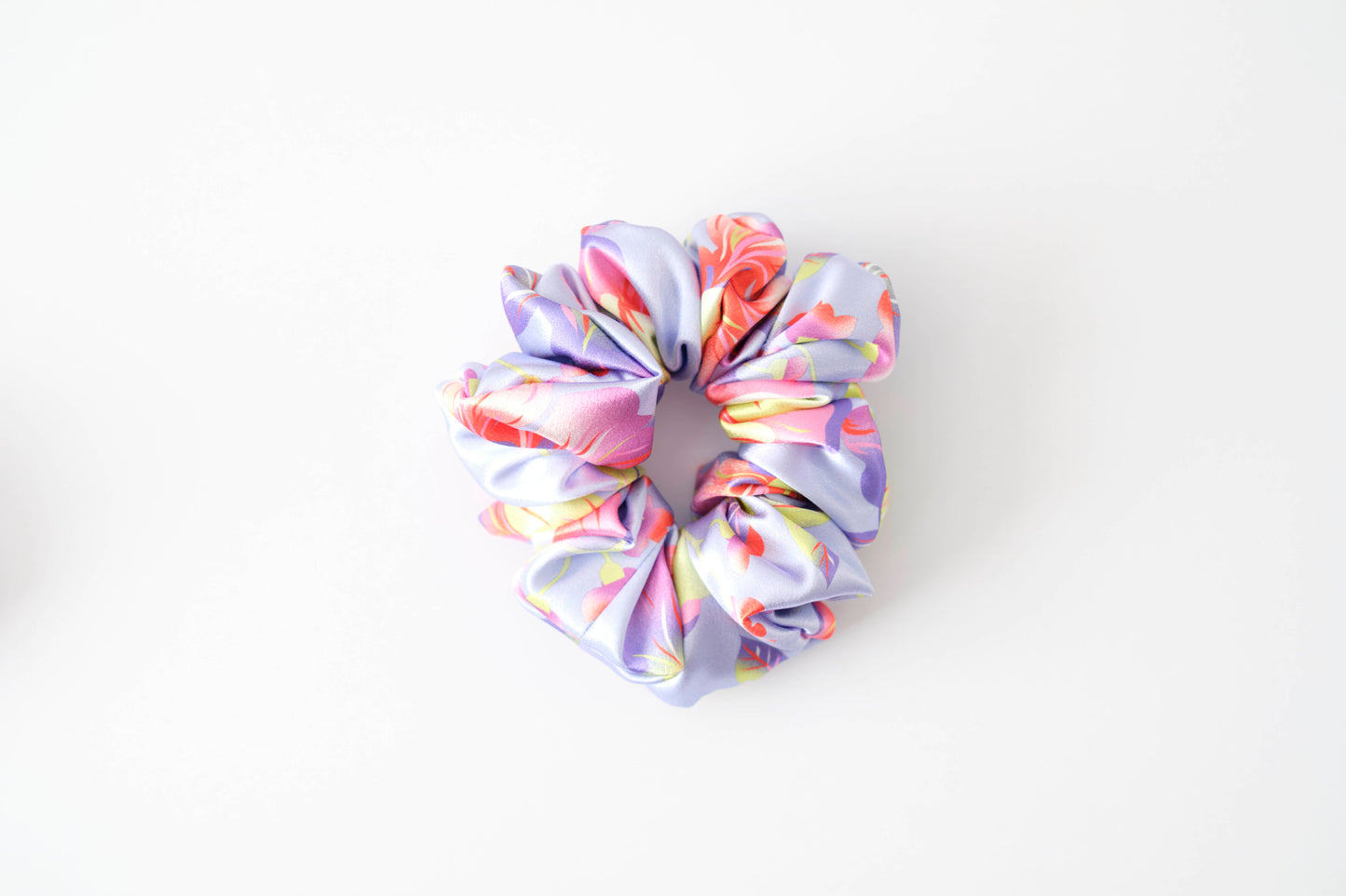 Pastel Floral Hair Scrunchie - Soft Fabric Tie
