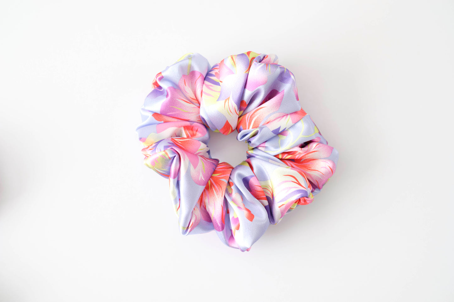 Pastel Floral Hair Scrunchie - Soft Fabric Tie