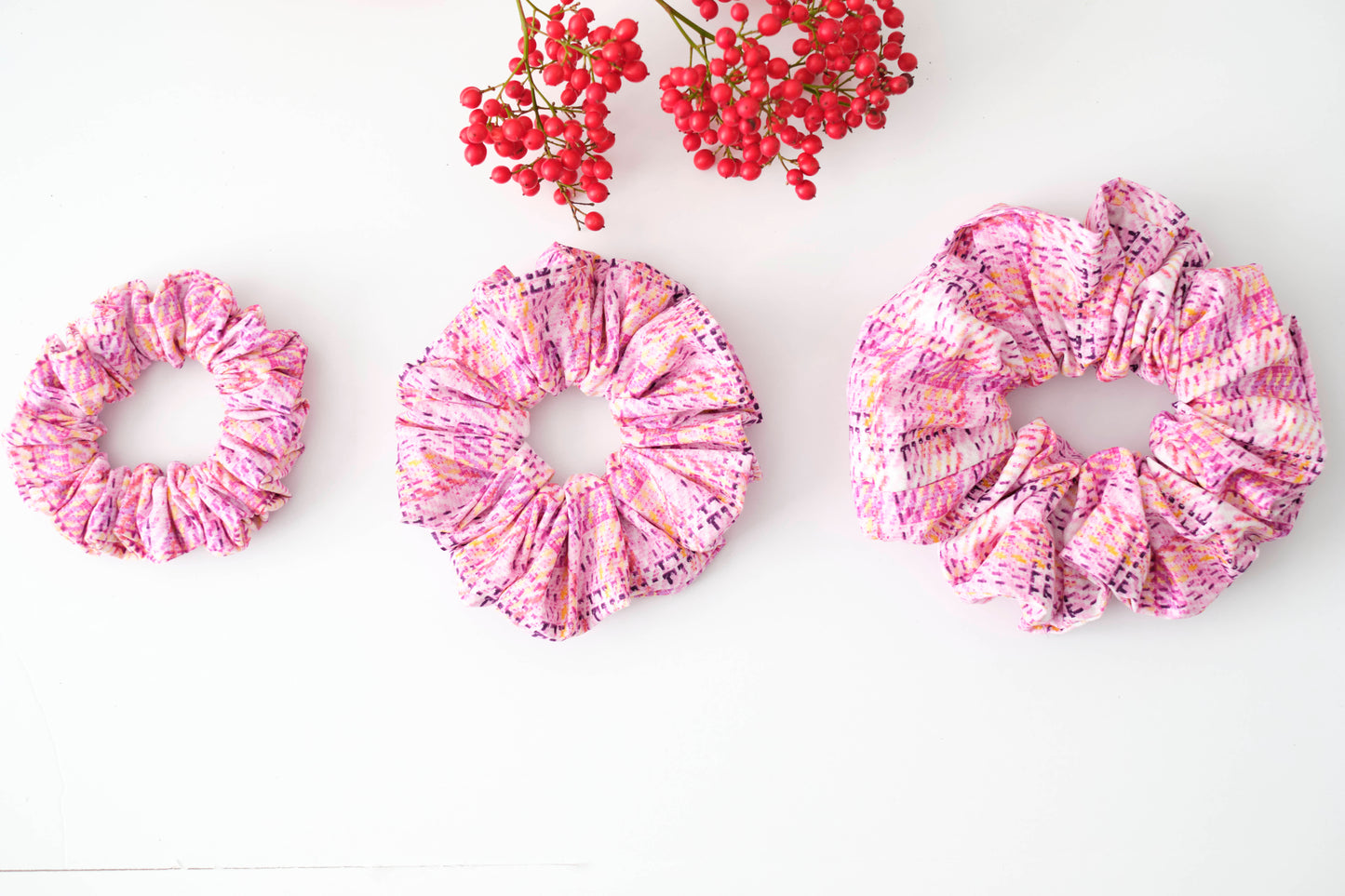 Textured Pink Scrunchie - Unique Fabric Hair Tie