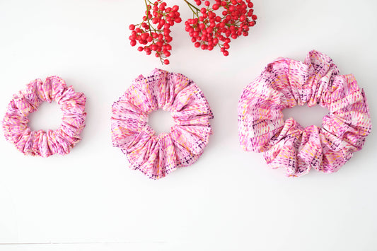Textured Pink Scrunchie - Unique Fabric Hair Tie