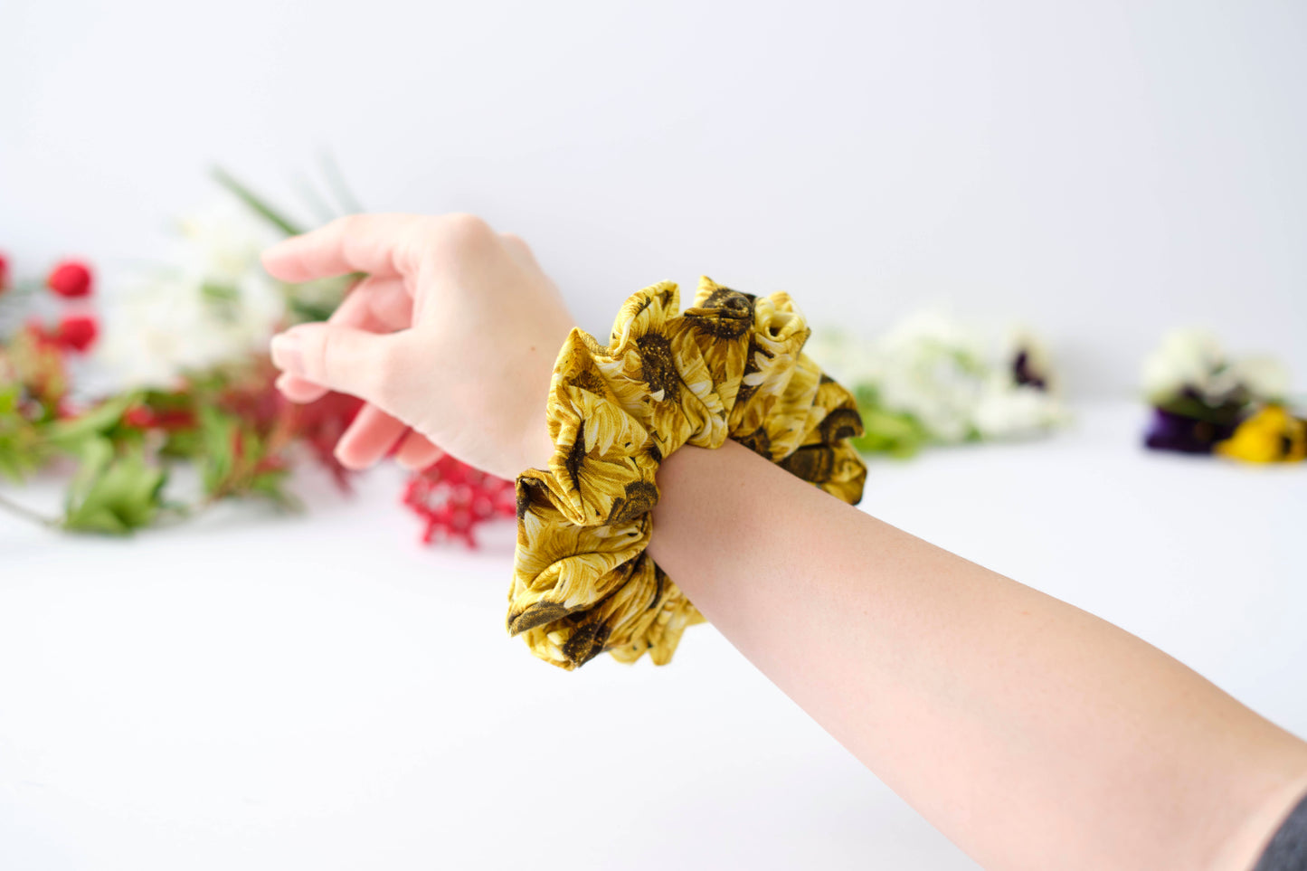 Sunflower Scrunchie - Cheerful Floral Hair Tie