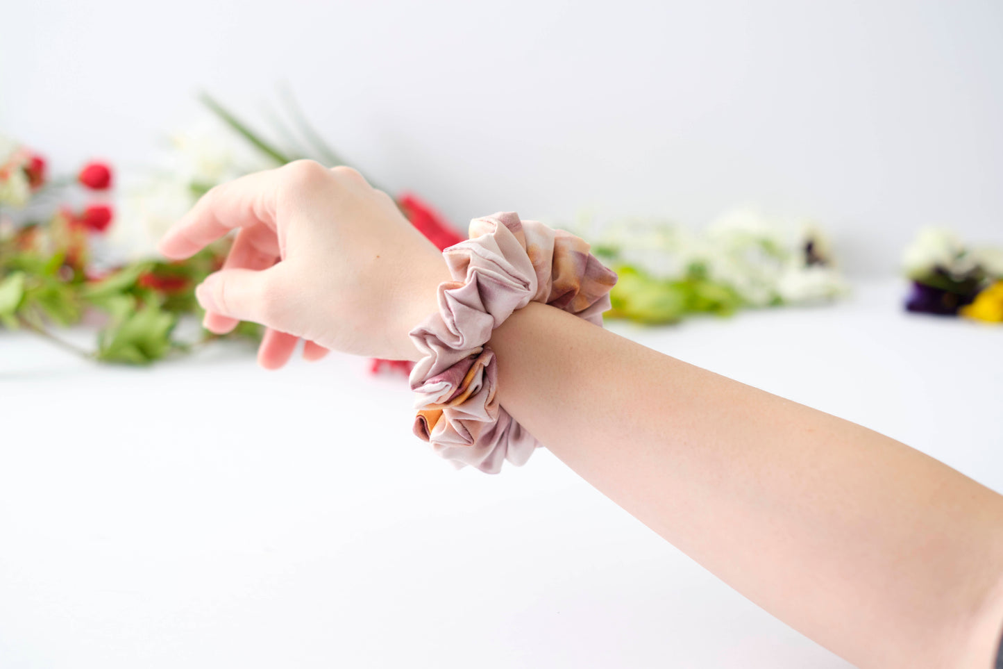 Flora Silk Scrunchie - Delicate Floral Hair Tie