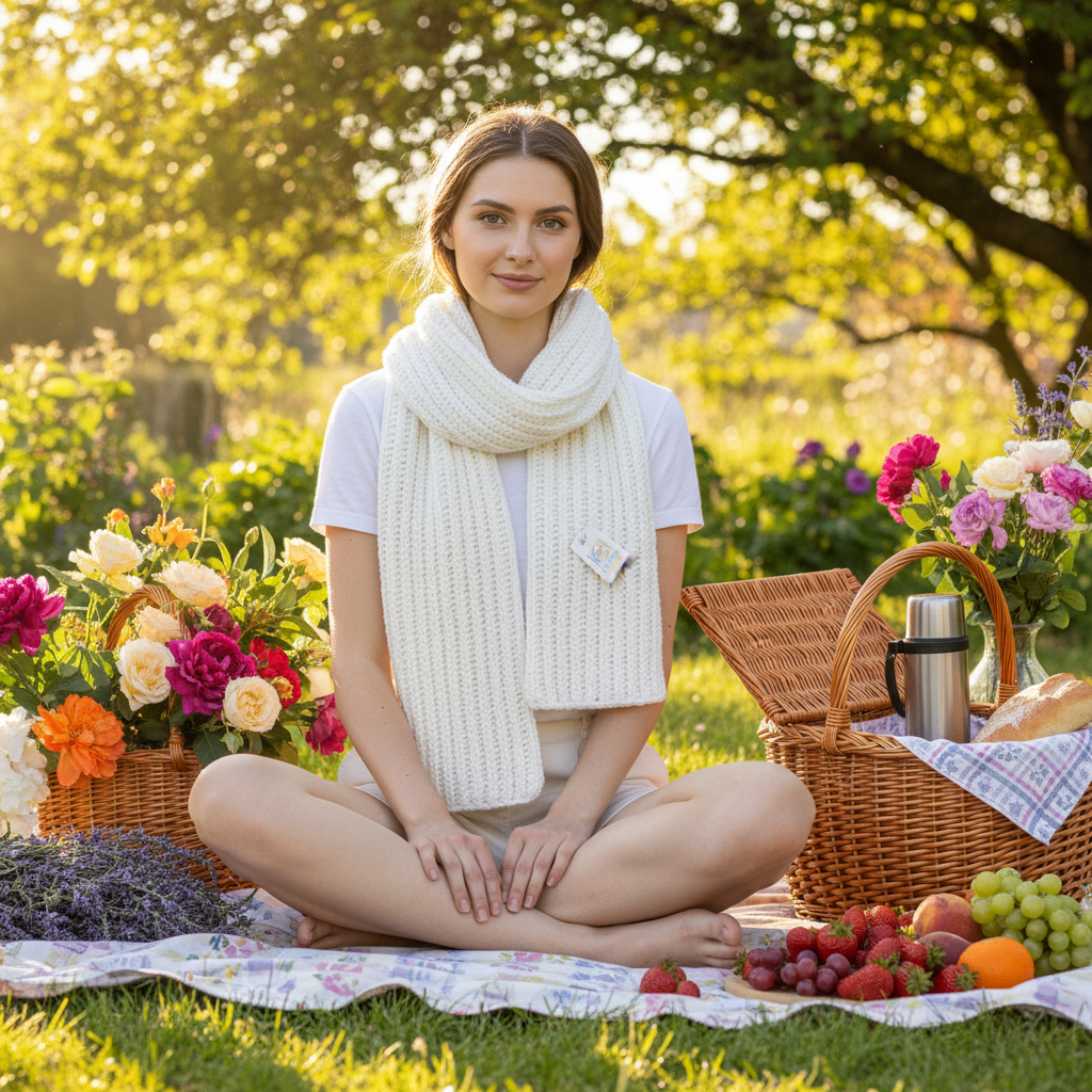 Off-White Ribbed Knit Scarf - Chunky Winter Scarf for Women & Men