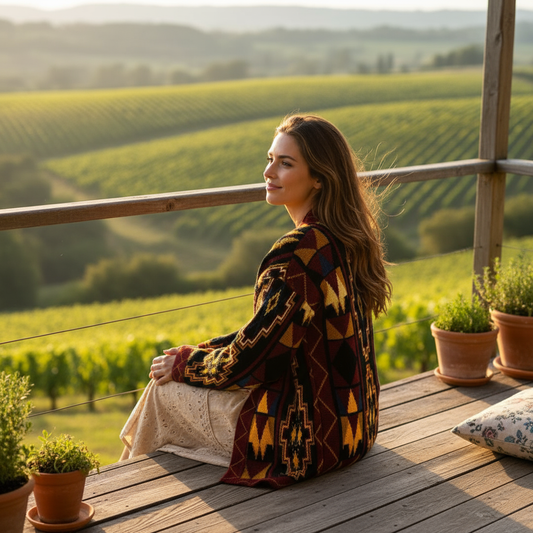 Geometric Pattern Knit Cardigan - Southwestern Style Open Front Jacket