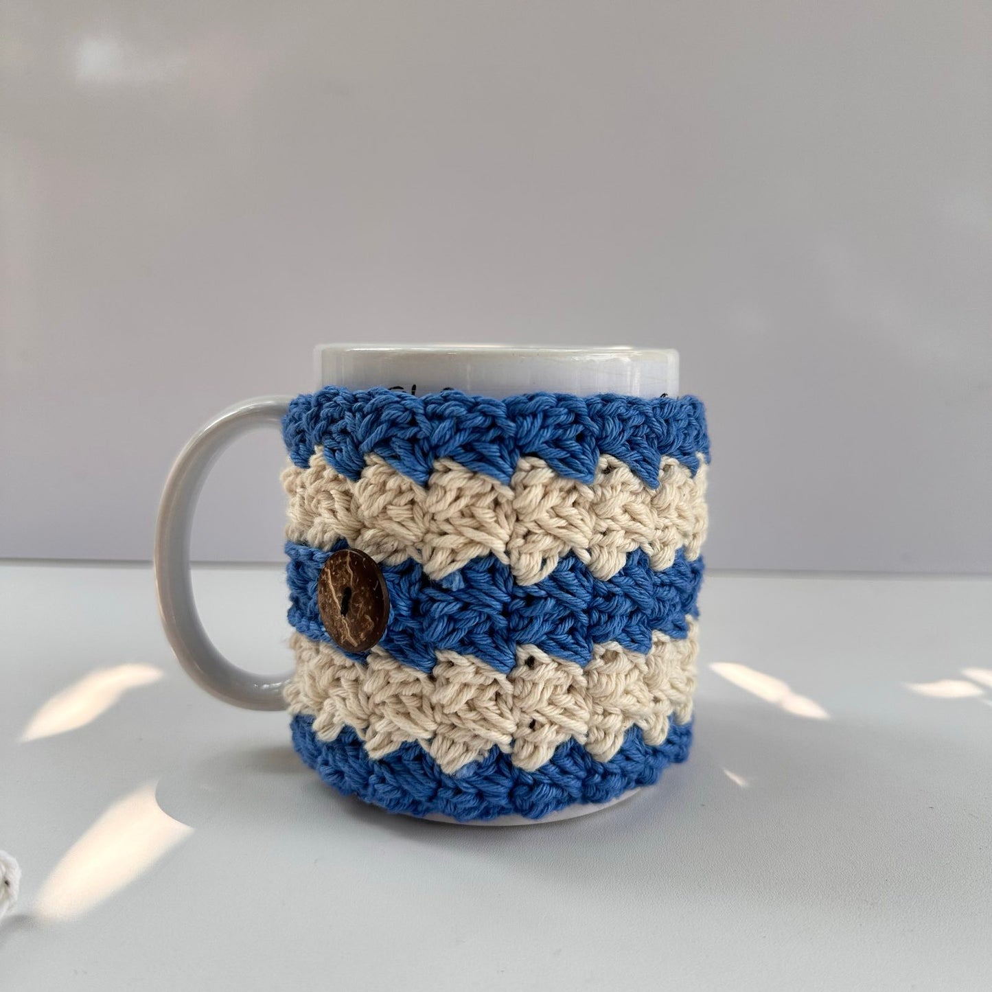 Striped Crochet Mug Cozy - Handmade  Coffee Sleeve