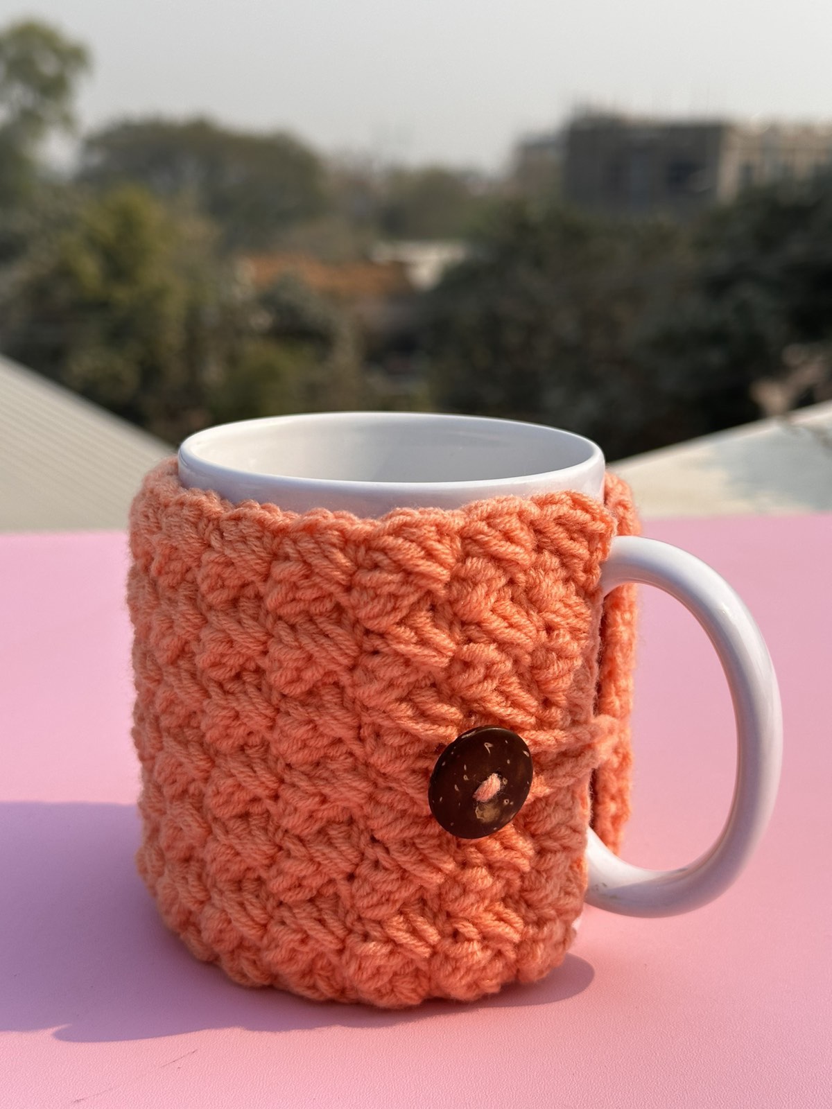 Striped Crochet Mug Cozy - Handmade  Coffee Sleeve